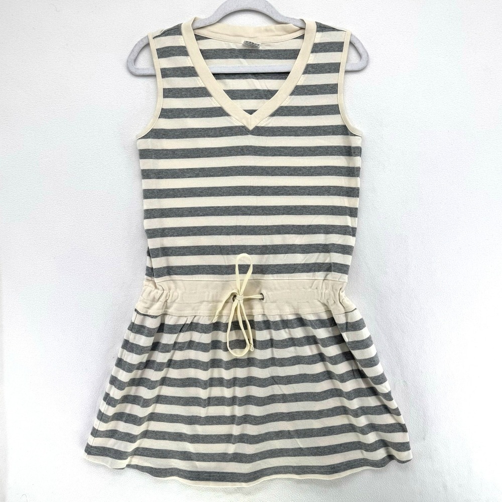 Gameday Athleisure Grey Cream Striped Dress Women XL Mini Nautical Beach Tennis